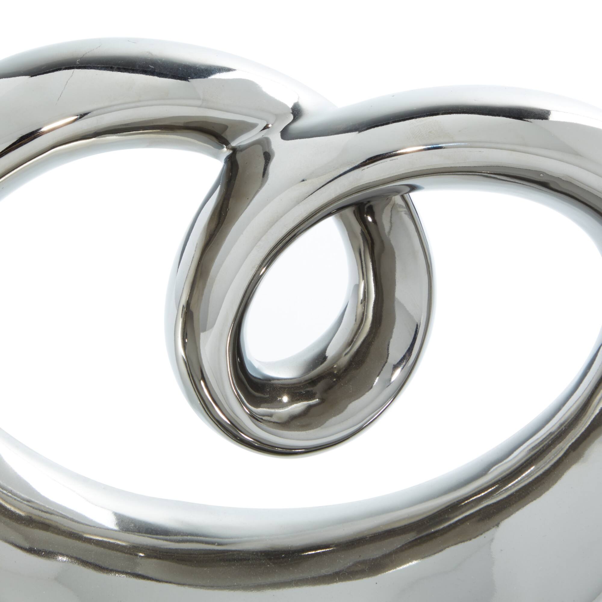 10" Silver Ceramic Modern Abstract Sculpture